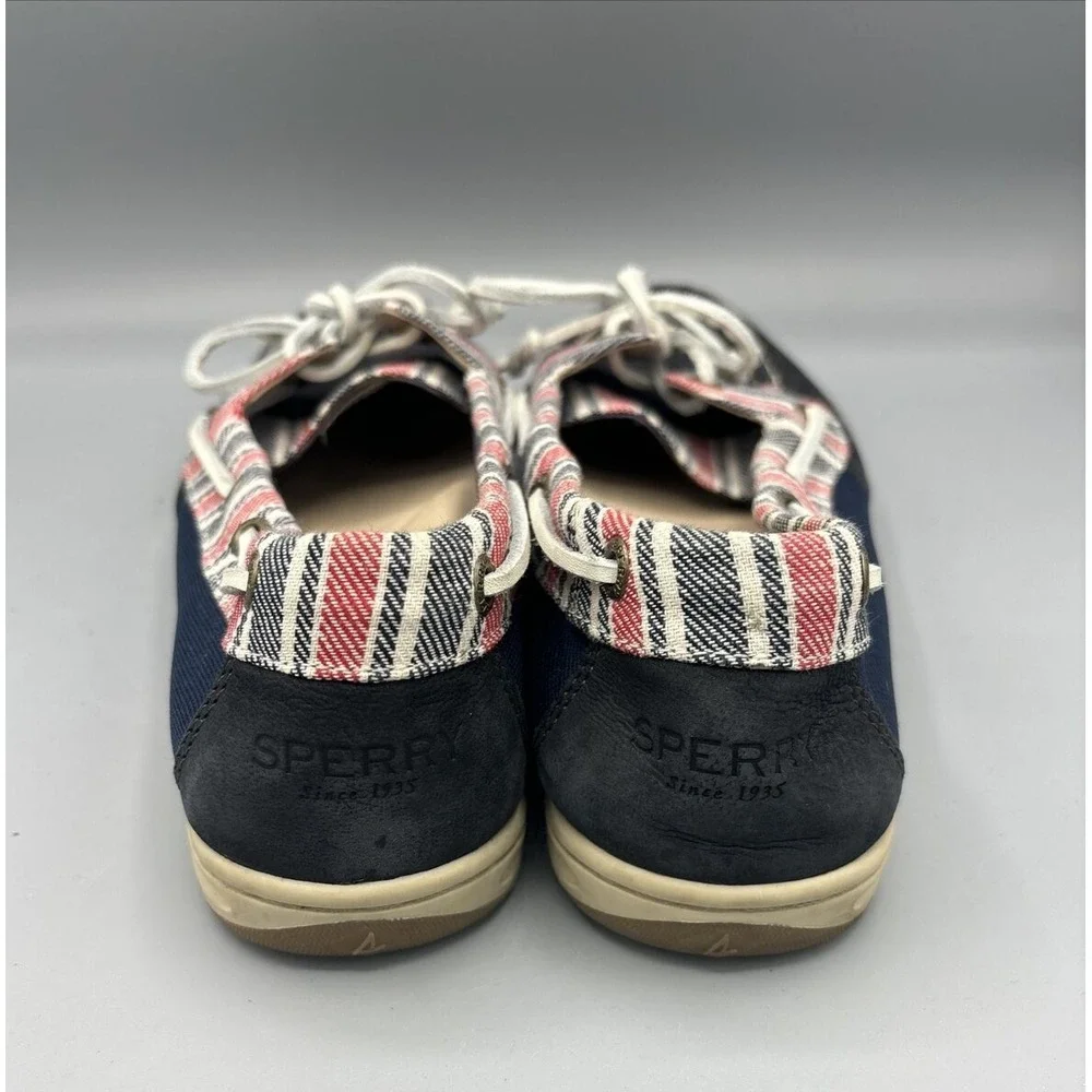 Sperry Top Sider Womens 8.5 Shoes‎ Firefish Navy Stripe Boat Leather Loafers